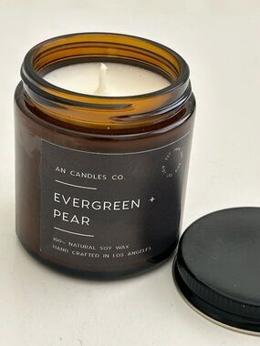 Evergreen Pear Soy Candle ~ AN Candles Co Handcrafted In Los Angeles 8 Oz